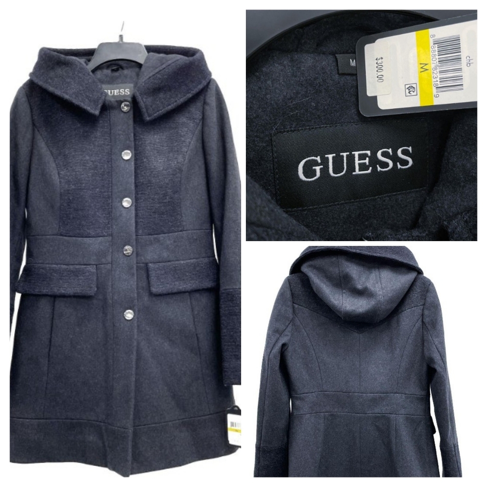 Ladies Black  Guess  designer coat  with Hood